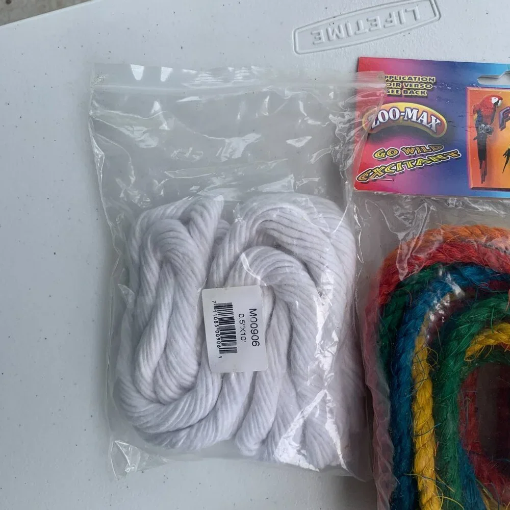 BIRD SUPPLIES - 6pc lot PARROT MACCAW, cage toys, ropes, blocks, replacememt DYI